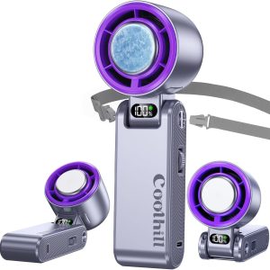 Handheld Portable Fan with Ice Cooler: 100-Speed 5500mAh Rechargeable Handheld Fan